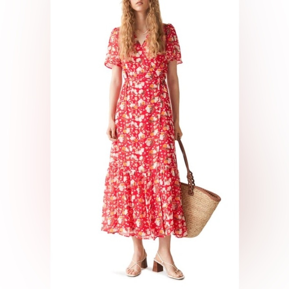 & Other Stories Flutter Sleeve Wrap Midi Dress